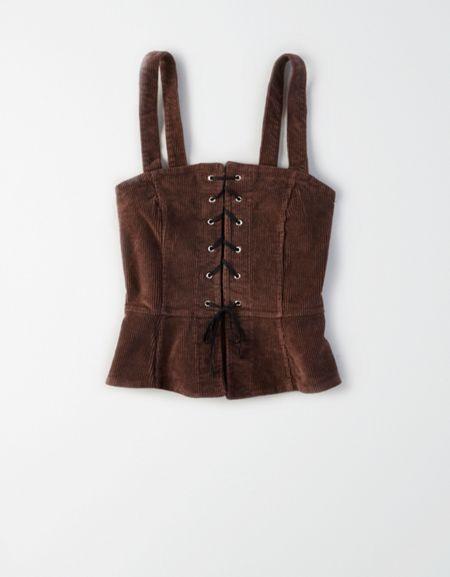 American Eagle Outfitters Don't Ask Why Corduroy Lace-up Tank