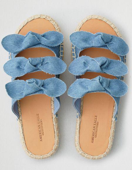 American Eagle Outfitters Ae Denim Triple Knot Flatform Espadrille Sandal