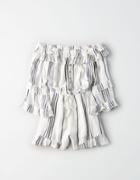American Eagle Outfitters Ae Off-the-shoulder Double-ruffle Romper