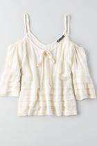 American Eagle Outfitters Ae Cold Shoulder Pintucked Shirt
