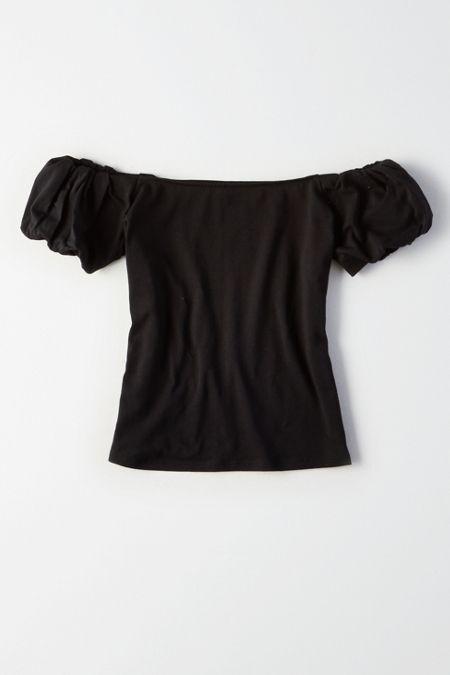 American Eagle Outfitters Ae Off-the-shoulder Puff Sleeve Top