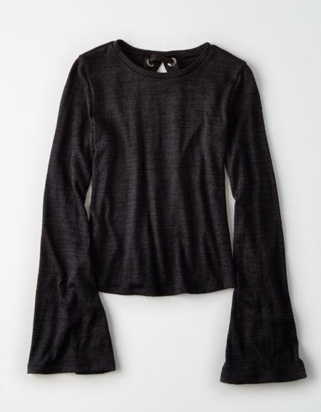 American Eagle Outfitters Ae Open-back Bell Sleeve T-shirt