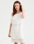 American Eagle Outfitters Ae Off-the-shoulder Crochet Shift Dress
