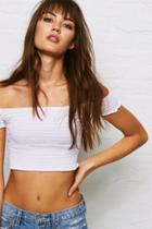 American Eagle Outfitters Don't Ask Why Smocked Off-the-shoulder Crop Top