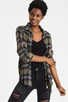 American Eagle Outfitters Ae Oversized Destroyed Flannel Shirt