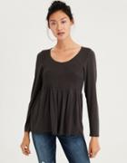 American Eagle Outfitters Ae Smocked Long Sleeve Peplum Top