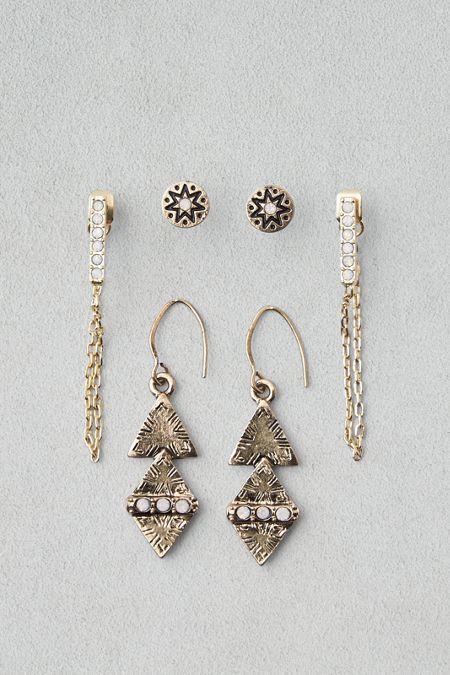 American Eagle Outfitters Ae Draped Chain & Dangles 3-pack Earrings
