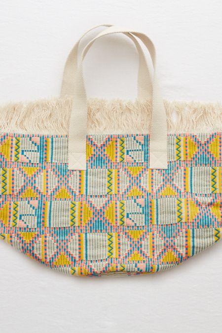 Aerie Woven Fringe Tote Bag