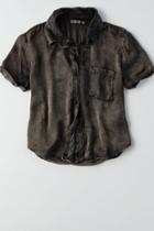American Eagle Outfitters Don't Ask Why Satin Short Sleeve Shirt