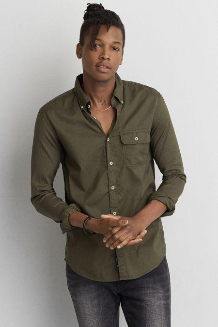 American Eagle Outfitters Ae Slim Garment Dyed Oxford Shirt