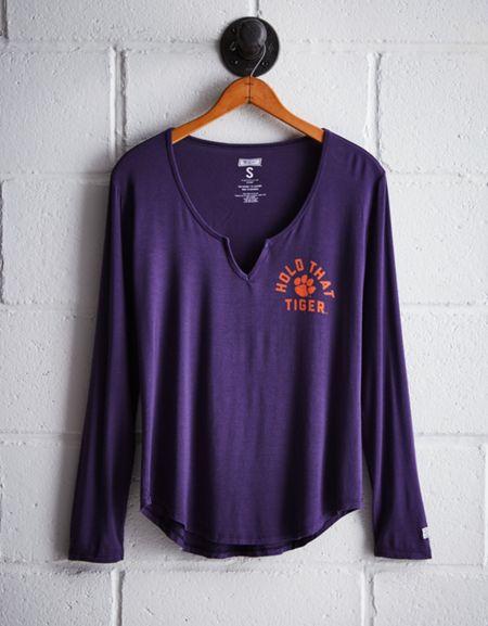 Tailgate Women's Clemson Split Neck T-shirt