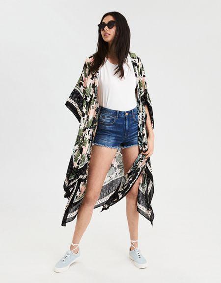 American Eagle Outfitters Ae Floral Midi Kimono