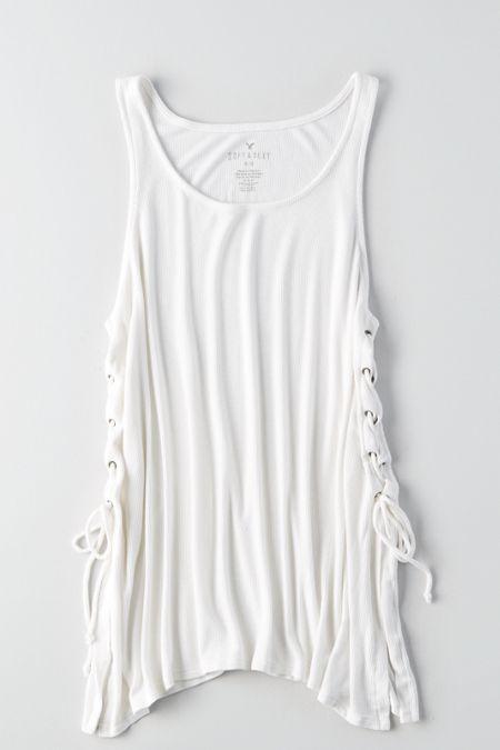 American Eagle Outfitters Ae Soft & Sexy Ribbed Side Tie Tank