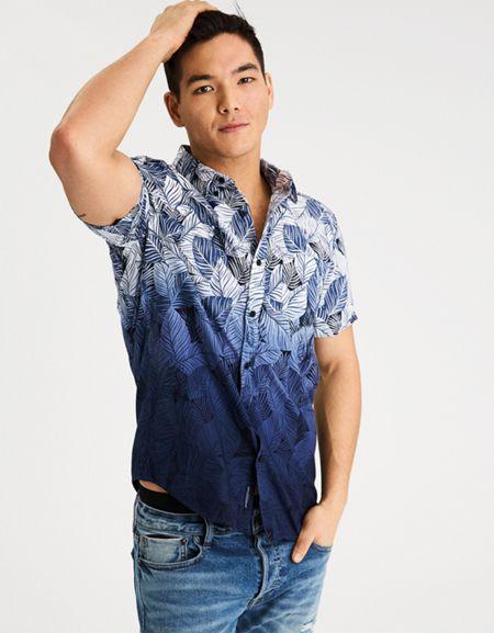 American Eagle Outfitters Ae Short Sleeve Button-down Poplin Shirt