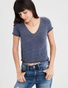 American Eagle Outfitters Ae Lettuce Edge V-neck T-shirt
