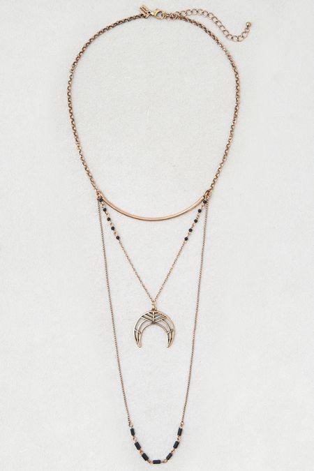 American Eagle Outfitters Ae Crescent Pendant Triple Layer Necklace