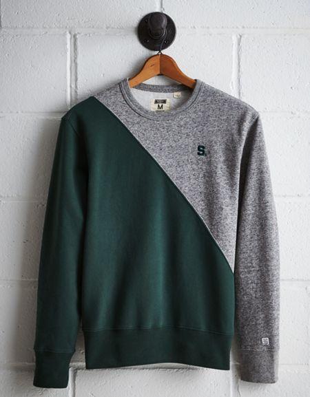 Tailgate Men's Michigan State Diagonal Colorblock Sweatshirt