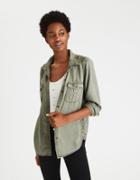 American Eagle Outfitters Ae Military Button Up Shirt
