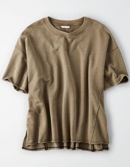 American Eagle Outfitters Ae Oversized Short Sleeve Crew Sweatshirt