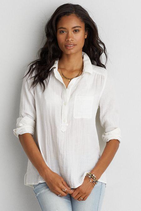 American Eagle Outfitters Ae Pullover Button Shirt