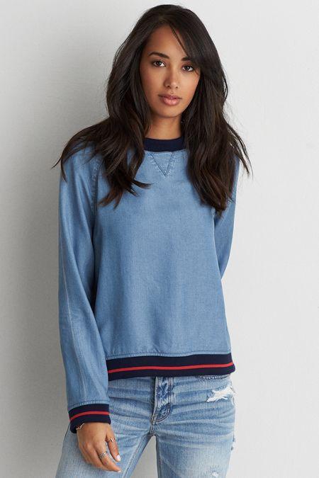 American Eagle Outfitters Ae Denim Tencel Sweatshirt