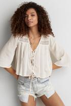 American Eagle Outfitters Ae Lace-up Crop Top