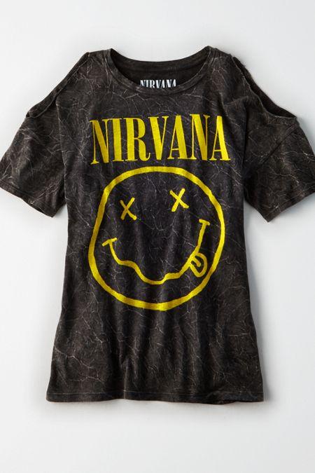 American Eagle Outfitters Cold Shoulder Nirvana Graphic T-shirt