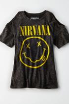 American Eagle Outfitters Cold Shoulder Nirvana Graphic T-shirt