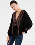 American Eagle Outfitters Ae Long Sleeve V-neck Top