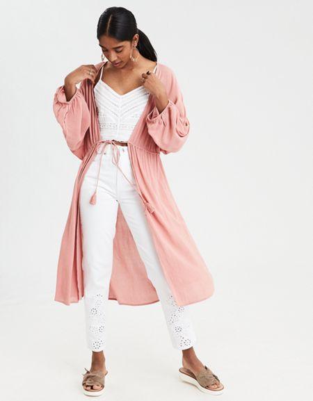 American Eagle Outfitters Ae Tie Front Kimono