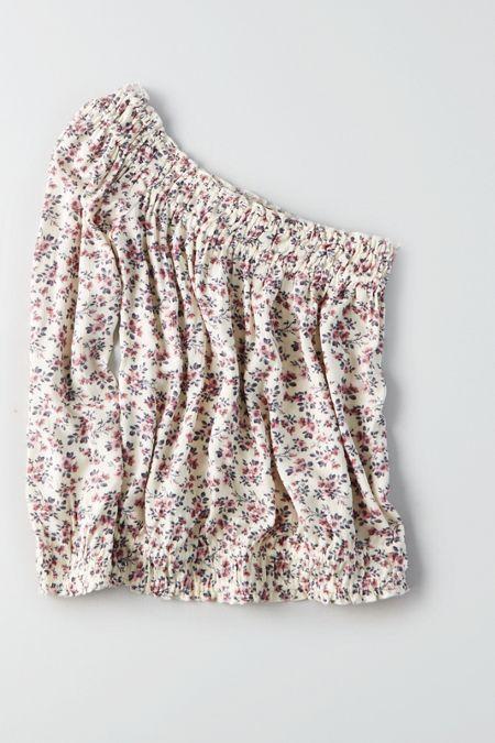 American Eagle Outfitters Ae Smocked One-shoulder Top