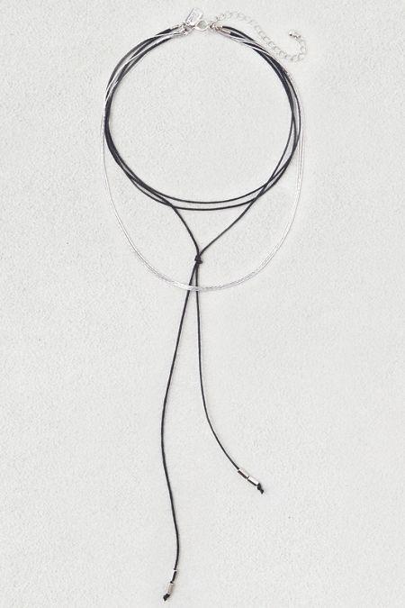 American Eagle Outfitters Ae Black Silver Chain Lariat