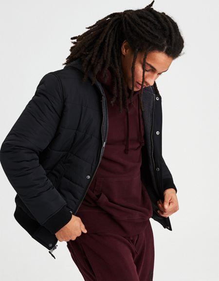 American Eagle Outfitters Ae Reversible Hooded Bomber Jacket