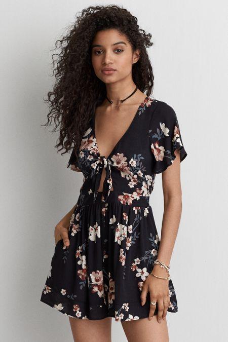 American Eagle Outfitters Ae Tie Front Romper