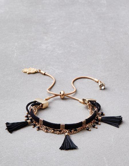 American Eagle Outfitters Ae Black Tassel Arm Party Bracelet