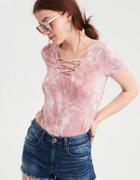 American Eagle Outfitters Ae Soft & Sexy Knit Lace Up Tee