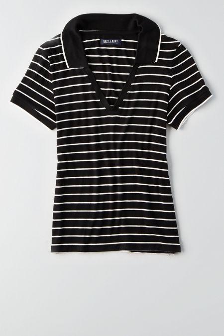 American Eagle Outfitters Ae Soft & Sexy Ribbed Tipped Polo