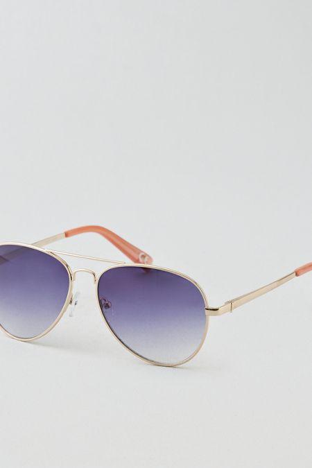 American Eagle Outfitters Ae Blue Lens Small Aviator Sunglasses