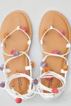 American Eagle Outfitters Ae Lace-up Pom Pom Sandal
