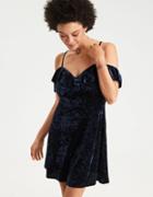 American Eagle Outfitters Ae Crushed Velvet Off-the-shoulder Flutter Dress