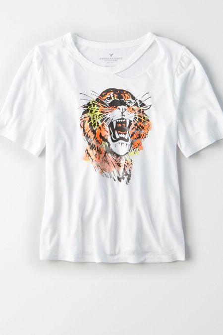 American Eagle Outfitters Ae Slashed Graphic T-shirt