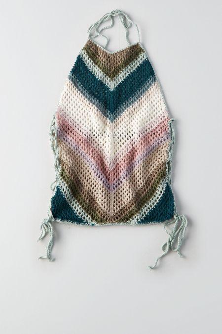 American Eagle Outfitters Ae Crochet Lace-up Halter Top