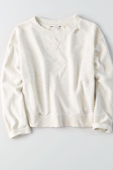 American Eagle Outfitters Ae Soft & Sexy Boxy Destroyed Sweatshirt