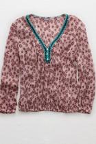 Aerie Embroidered Trim Peasant Top