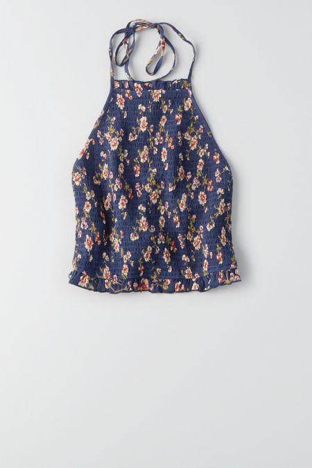 American Eagle Outfitters Ae Smocked Crop Top