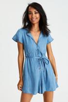American Eagle Outfitters Ae Tie Button Front Romper