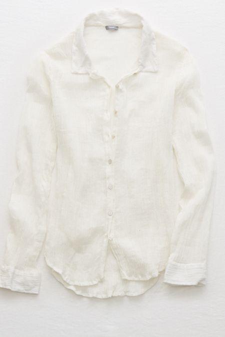 Aerie Crinkle Button Top