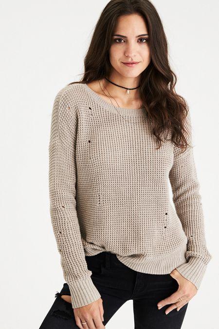 American Eagle Outfitters Ae Vintage Destroyed Sweater