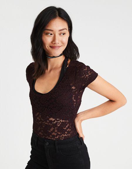 American Eagle Outfitters Ae Lace Scoop Bodysuit