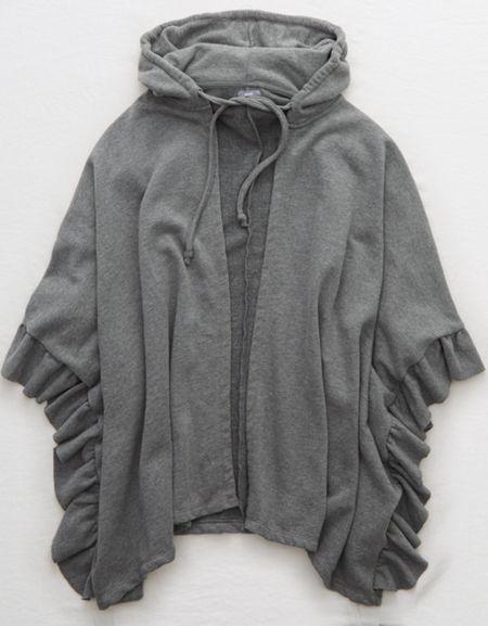 Aerie Ruffle Hoodie Poncho